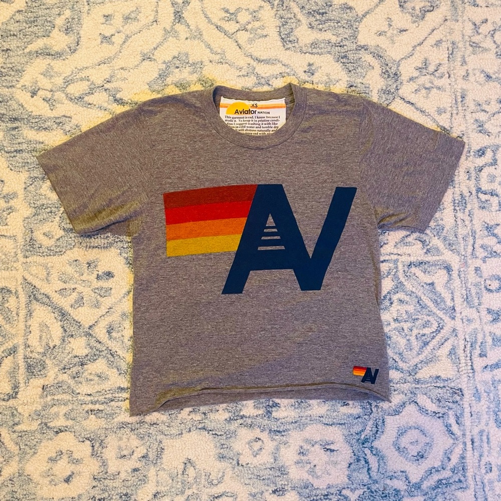 Aviator Nation Womens Cropped T shirt Logo size XS